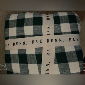 Rae Dunn green white Christmas buffalo check Sherpa blanket
